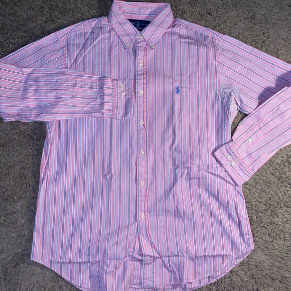 Ralph Lauren Classic Fit Button Up Down Mens Size 16.5 Pink Work Dress Shirt - Picture 3 of 11